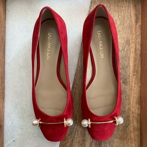 Enzo Angiolini Red Flats with Gold Heels